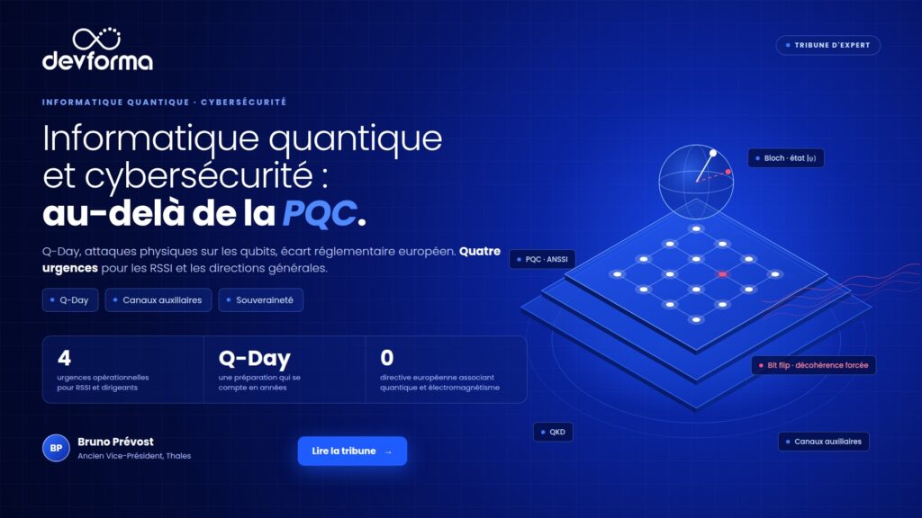 Sphère de Bloch représentant un qubit perturbé, illustration de la tribune de Bruno prevost sur l'informatique quantique et la cybersécurité
